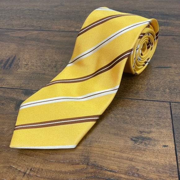TESTA Men’s Silk Tie Yellow Maroon MADE IN ITALY EUC - Picture 1 of 7